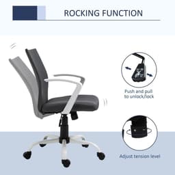image-Office Chair Linen Swivel Computer Desk Chair Home Study Task Chair, Dark Grey