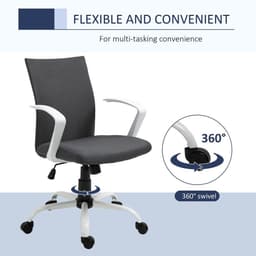 image-Office Chair Linen Swivel Computer Desk Chair Home Study Task Chair, Dark Grey