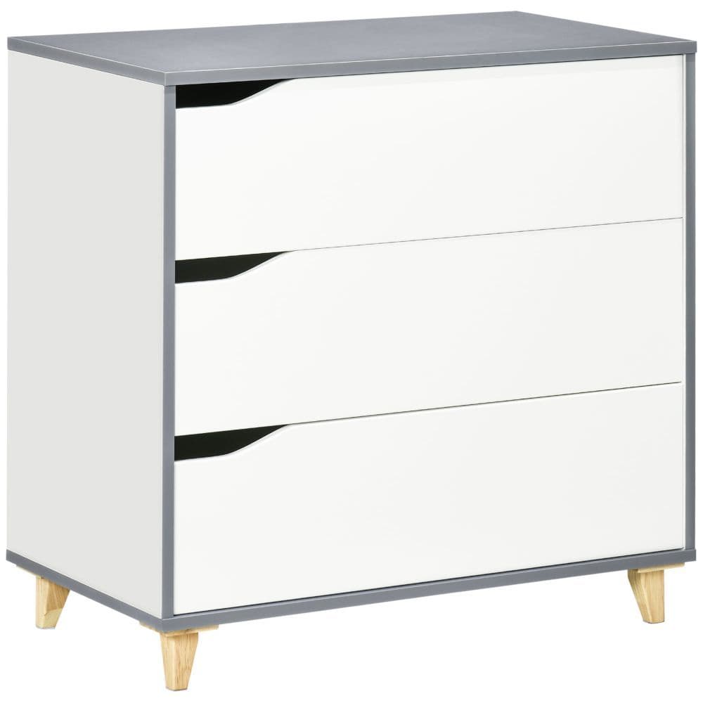 image-Chest of Drawers 3-Drawer Dresser Storage Cabinet with Solid Wood Legs White