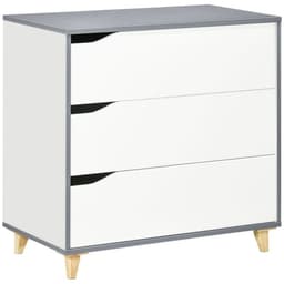image-Chest of Drawers 3-Drawer Dresser Storage Cabinet with Solid Wood Legs White