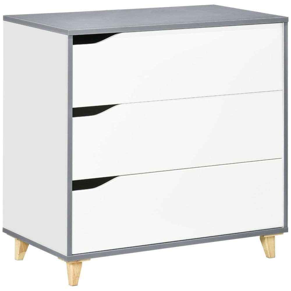 image-Chest of Drawers 3-Drawer Dresser Storage Cabinet with Solid Wood Legs White
