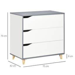 image-Chest of Drawers 3-Drawer Dresser Storage Cabinet with Solid Wood Legs White