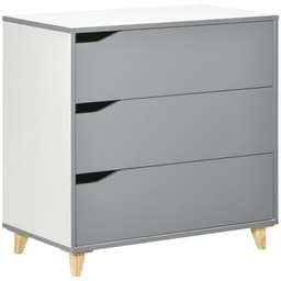 image-Chest of Drawers 3-Drawer Dresser Storage Cabinet with Solid Wood Legs Grey