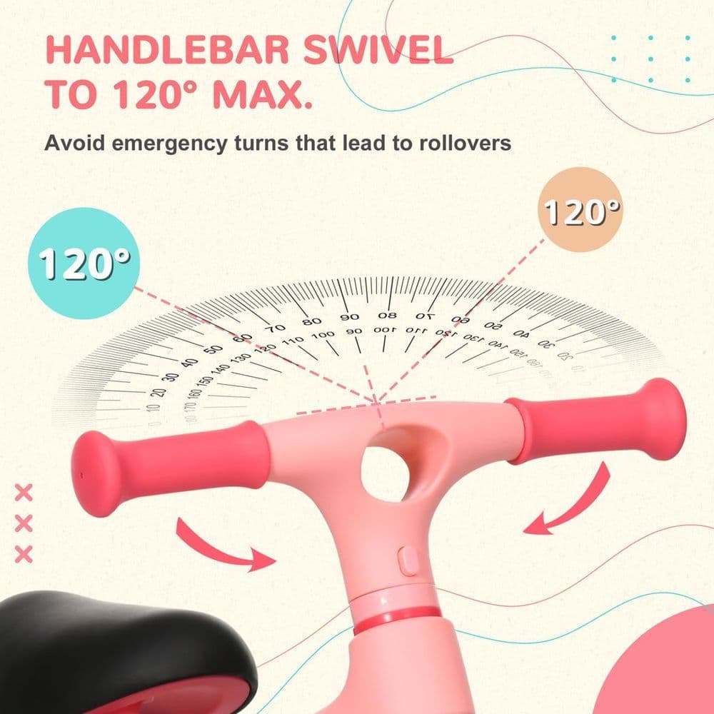 image-AIYAPLAY Baby Balance Bike, Children Bike Adjustable Seat, Wide Wheels - Pink