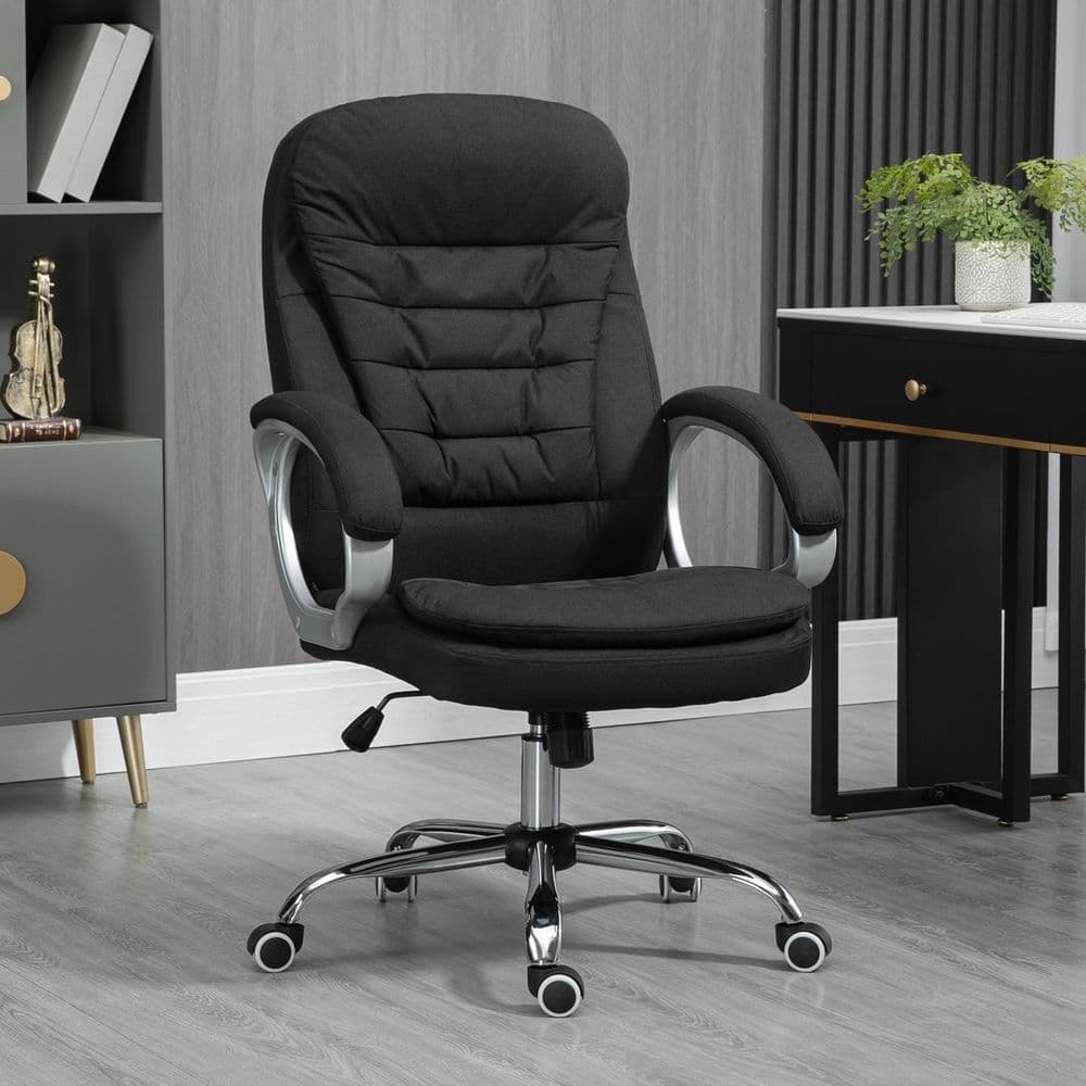 image-Executive Office Chair with 360� Swivel Wheels Armrests Adjustable Height Black