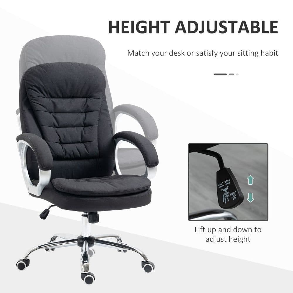 image-Executive Office Chair with 360� Swivel Wheels Armrests Adjustable Height Black