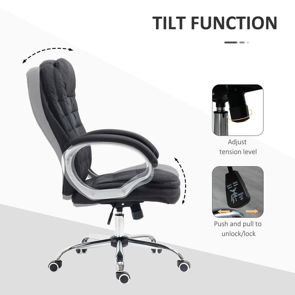 image-Executive Office Chair with 360� Swivel Wheels Armrests Adjustable Height Black