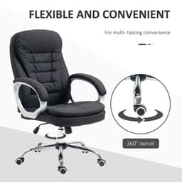 image-Executive Office Chair with 360� Swivel Wheels Armrests Adjustable Height Black