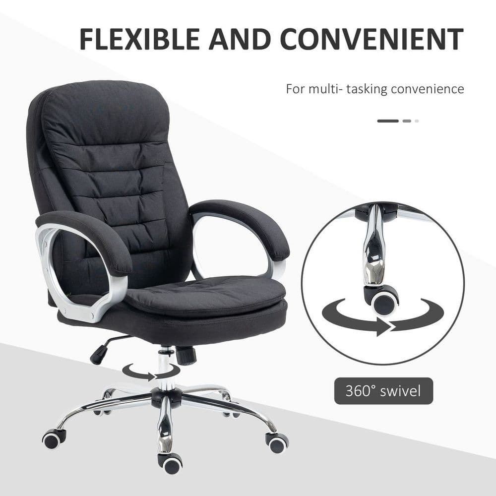 image-Executive Office Chair with 360� Swivel Wheels Armrests Adjustable Height Black
