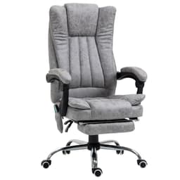 image-6-Point Vibrating Massage Office Chair w/ Microfibre Upholstery Arms Grey