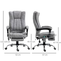 image-6-Point Vibrating Massage Office Chair w/ Microfibre Upholstery Arms Grey