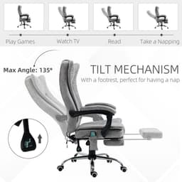 image-6-Point Vibrating Massage Office Chair w/ Microfibre Upholstery Arms Grey