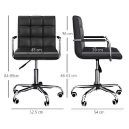 image-Mid Back PU Leather Home Office Chair Swivel Desk Chair with Arm, Wheel, Black