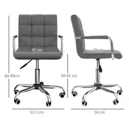 image-Mid Back PU Leather Home Office Chair Swivel Desk Chair with Arm, Wheel, Grey