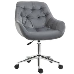 image-Velvet Home Office Chair Comfy Desk Chair w/ Adjustable Height Armrest Dark Grey