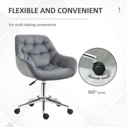 image-Velvet Home Office Chair Comfy Desk Chair w/ Adjustable Height Armrest Dark Grey