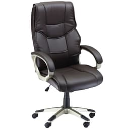 image-Executive Computer Office Desk Chair High Back Faux Leather Swivel Chair Brown