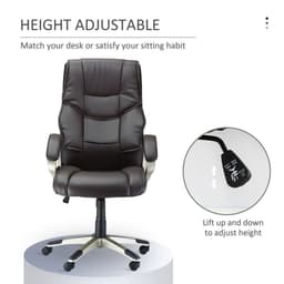 image-Executive Computer Office Desk Chair High Back Faux Leather Swivel Chair Brown