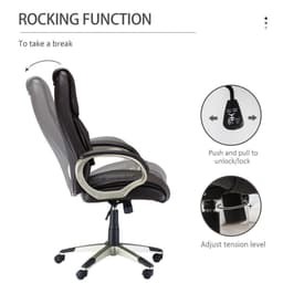 image-Executive Computer Office Desk Chair High Back Faux Leather Swivel Chair Brown