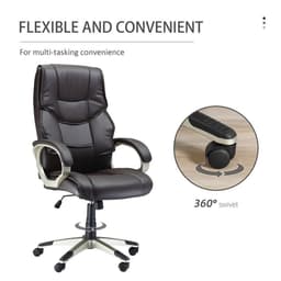 image-Executive Computer Office Desk Chair High Back Faux Leather Swivel Chair Brown