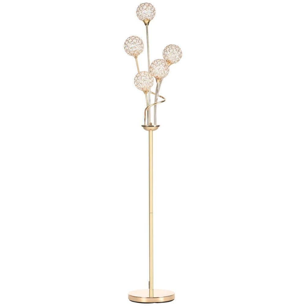 image-K9 Crystal Floor Lamp for Living Room, 5 Light Upright Standing Lamp, Gold