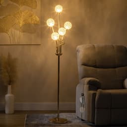 image-K9 Crystal Floor Lamp for Living Room, 5 Light Upright Standing Lamp, Gold