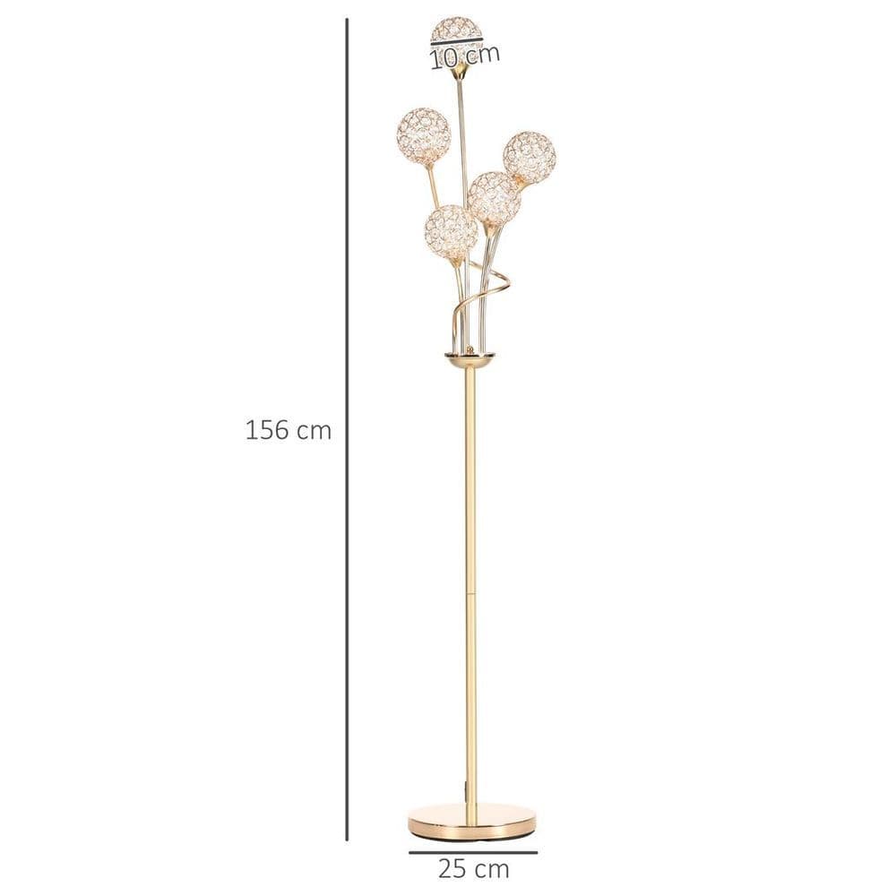 image-K9 Crystal Floor Lamp for Living Room, 5 Light Upright Standing Lamp, Gold