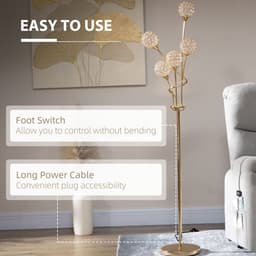 image-K9 Crystal Floor Lamp for Living Room, 5 Light Upright Standing Lamp, Gold
