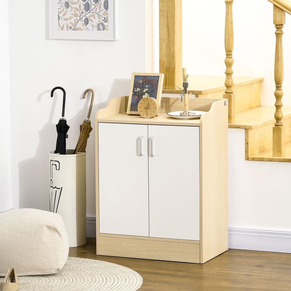 image-Shoe Cabinet 2 Door Shoe Storage Cabinet with 3 Shelves for 9 pairs of shoes
