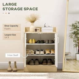 image-Shoe Cabinet 2 Door Shoe Storage Cabinet with 3 Shelves for 9 pairs of shoes