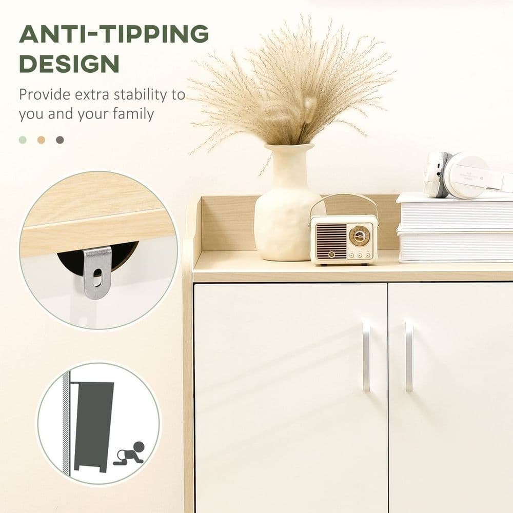 image-Shoe Cabinet 2 Door Shoe Storage Cabinet with 3 Shelves for 9 pairs of shoes