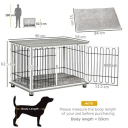image-PawHut Dog Crate Furniture End Table w/ Soft Washable Cushion, Lockable Door
