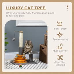 image-PawHut 56cm Cat Tree for Indoor Cats, Scratching Post w/ Cat Toys - Grey