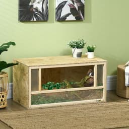 image-PawHut 80cm Reptile Terrarium Vivarium w/ Glass Sliding Doors, Breathable Mesh