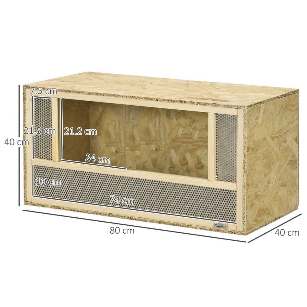 image-PawHut 80cm Reptile Terrarium Vivarium w/ Glass Sliding Doors, Breathable Mesh