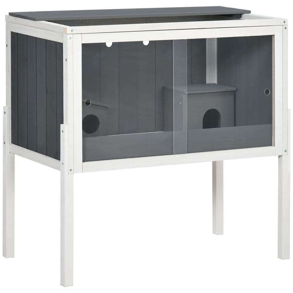 image-PawHut Wooden Hamster Cage for Dwarf Hamsters, Gerbils, Rutin Chicken w/ Shelf