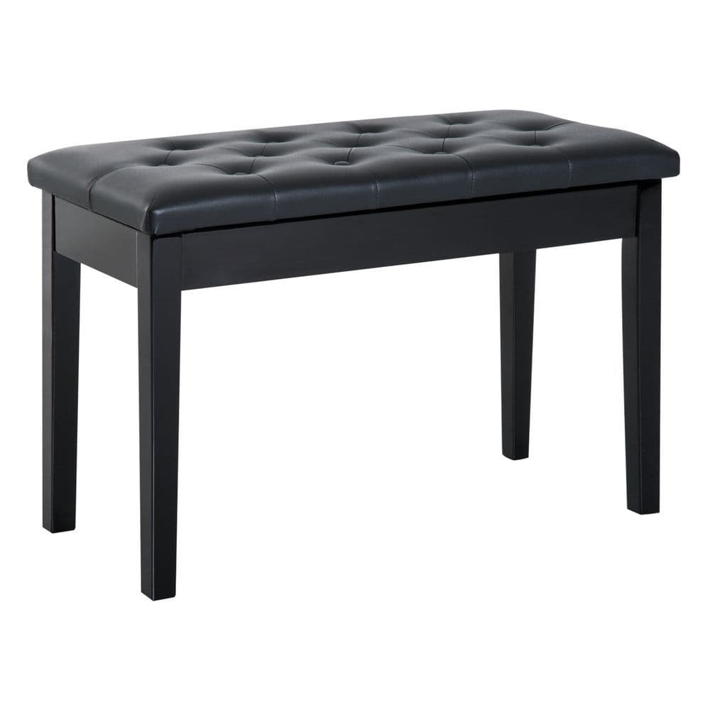 image-Classic Digital Keyboard Piano Bench Makeup Padded Seat Stool Solid Wood Black