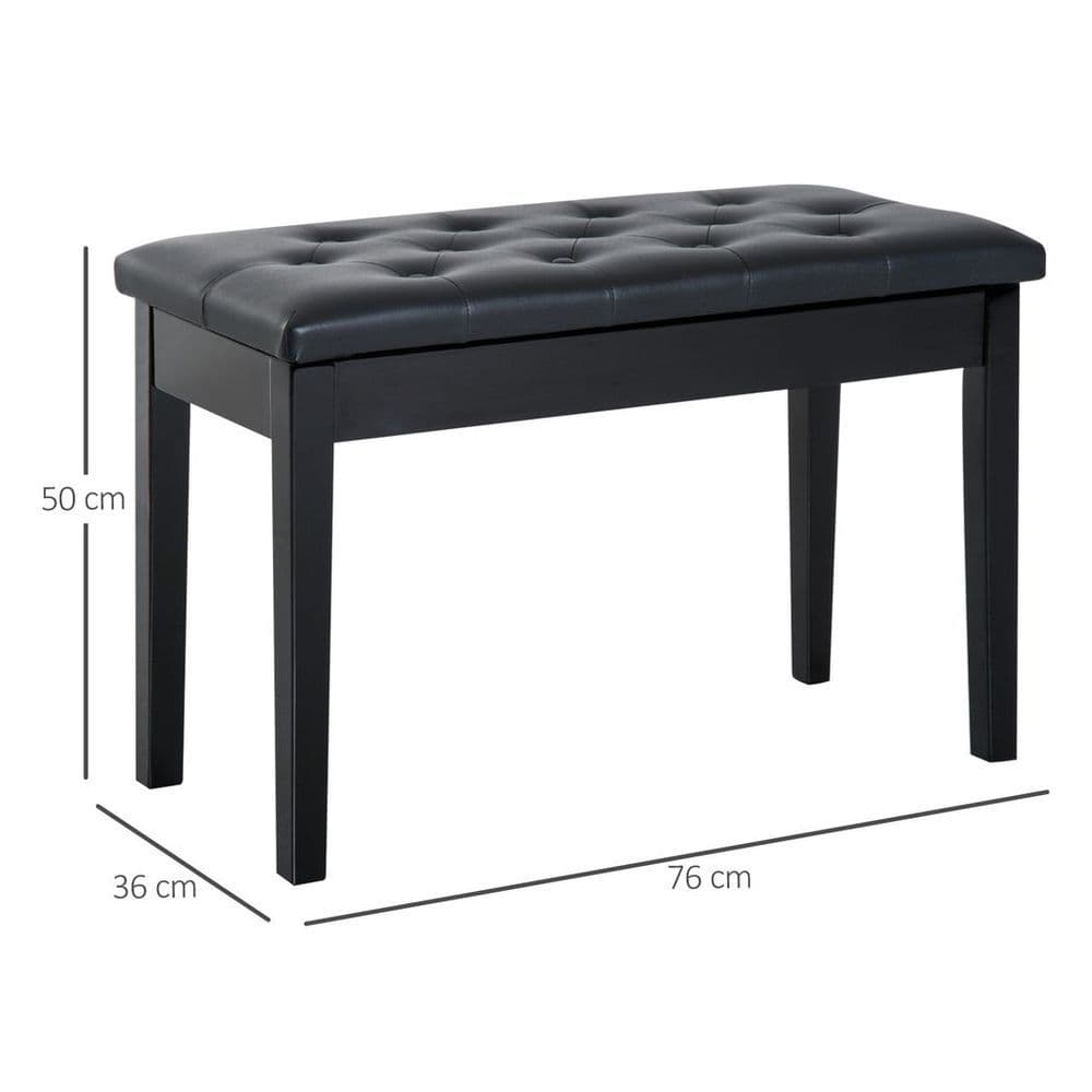 image-Classic Digital Keyboard Piano Bench Makeup Padded Seat Stool Solid Wood Black
