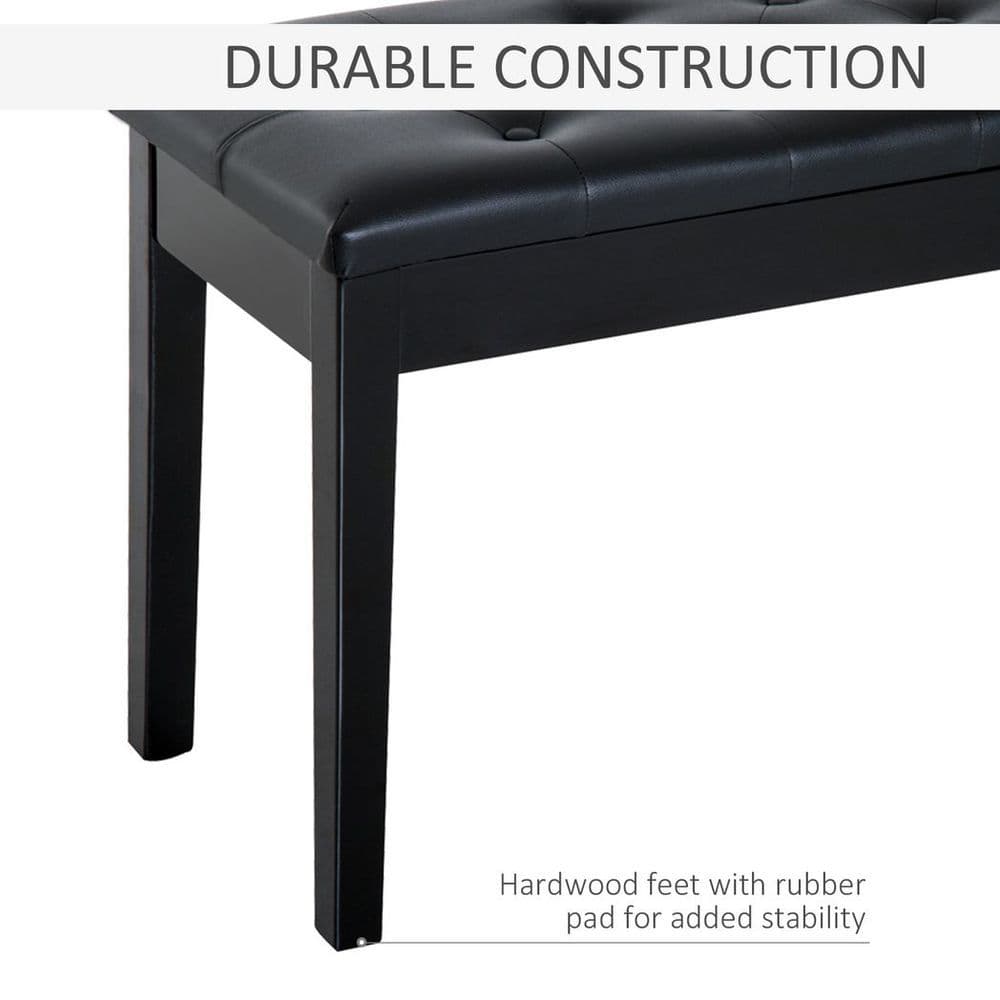 image-Classic Digital Keyboard Piano Bench Makeup Padded Seat Stool Solid Wood Black