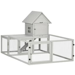 image-PawHut Rabbit Hutch Guinea Pig Cage w/ Slide-Out Tray, Fenced Area