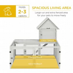 image-PawHut Rabbit Hutch Guinea Pig Cage w/ Slide-Out Tray, Fenced Area