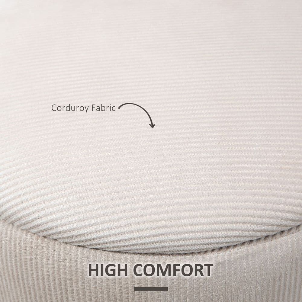 image-Modern Fabric Storage Ottoman with Removable Lid, Set of 2, Foot Stool, Cream White