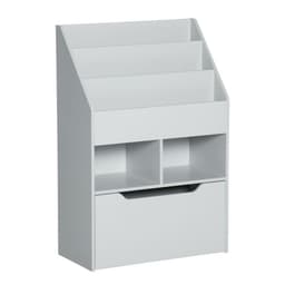 image-HOMCOM Kids Bookshelf, Toy Box w/ Storage Drawer, Wheels, for Bedroom - Grey