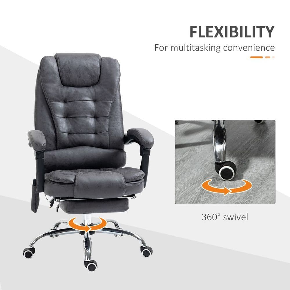 image-Vintage High Back Heated Massage Office Chair w/ 6 Vibration Points, Dark Grey