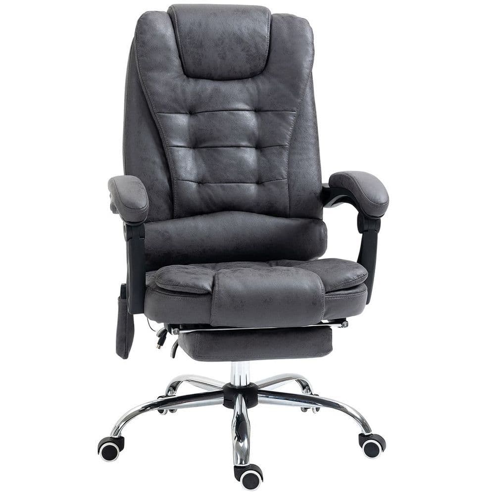 image-Vintage High Back Heated Massage Office Chair w/ 6 Vibration Points, Dark Grey