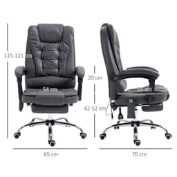 image-Vintage High Back Heated Massage Office Chair w/ 6 Vibration Points, Dark Grey