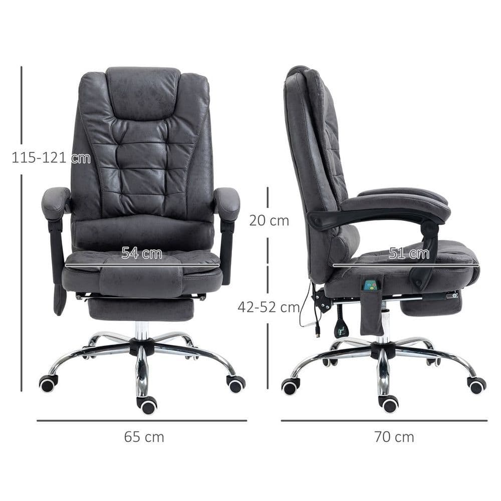 image-Vintage High Back Heated Massage Office Chair w/ 6 Vibration Points, Dark Grey