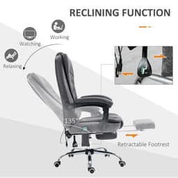 image-Vintage High Back Heated Massage Office Chair w/ 6 Vibration Points, Dark Grey