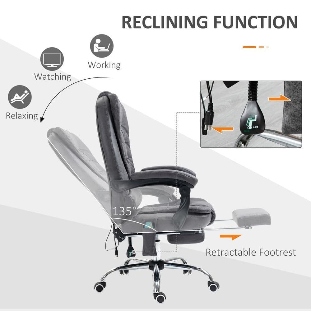 image-Vintage High Back Heated Massage Office Chair w/ 6 Vibration Points, Dark Grey