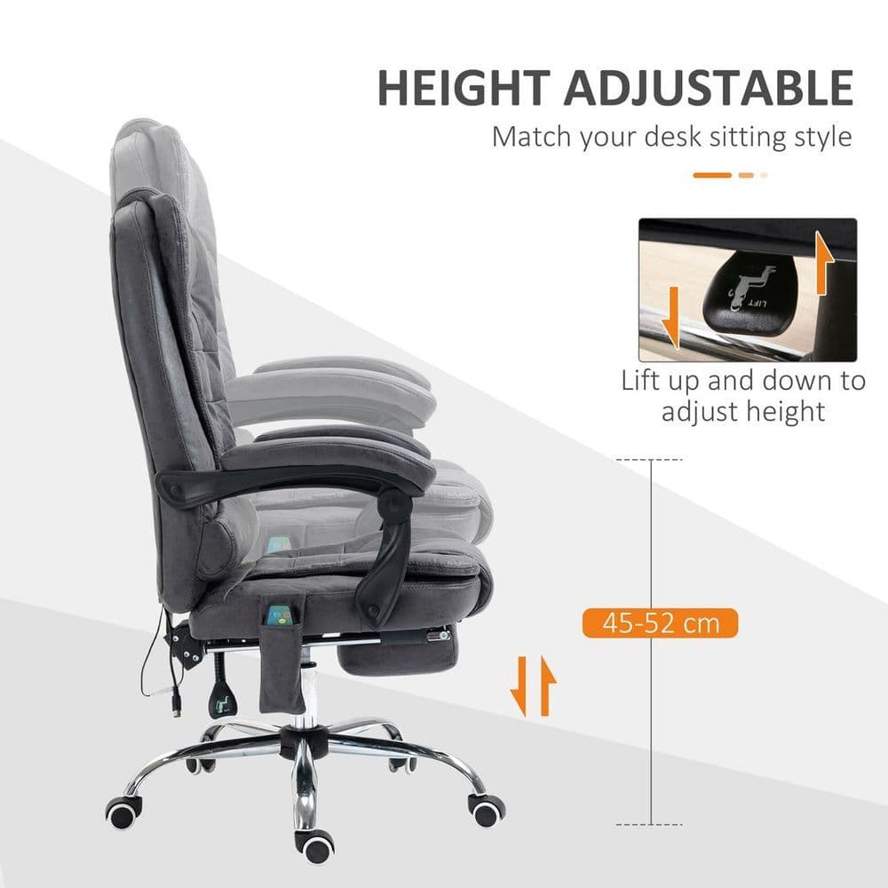 image-Vintage High Back Heated Massage Office Chair w/ 6 Vibration Points, Dark Grey